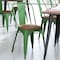 Flash Furniture Green Metal Stack Chair with Teak Poly Resin Seat CH-31230-GN-PL1T-GG - alternate 7